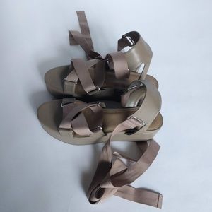 Charles and Keith taupe platform sandals